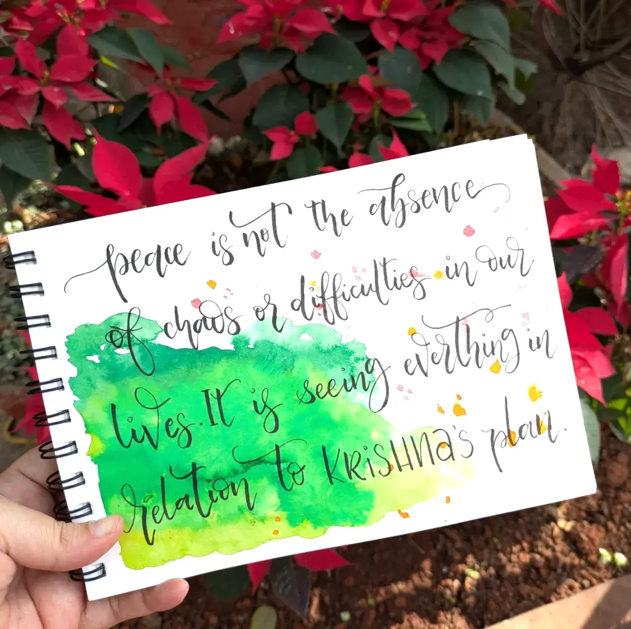 Peace is not absence of chaos or difficulties in our lives.It is seeing everything in relation to Krishna's Plan.